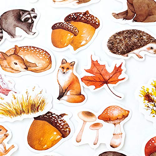 46pcs / Pack Herbst Waldtiere Aufkleber Nettes Eichhörnchen Bär Papieraufkleber Diy Album Tagebuch Scrapbooking-aufkleber von TOSSPER