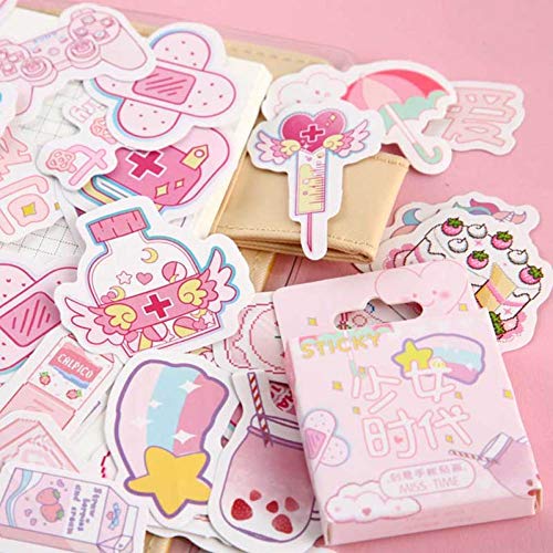 46pcs Netter Rosa Mädchen-tagebuch-planer Dekorative Aufkleber Adhesive Aufkleber Kawaii Tiere Scrapbooking Fertigkeit Sticker von TOSSPER