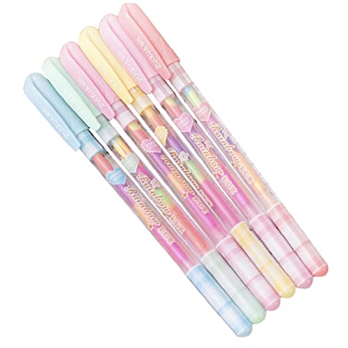 TOSSPER 6 Stücke Regenbogen Wasser Farbe Gel Stifte 6 in 1 Bunte Gouache Pastellstift Für Malerei Zeichnung Schulbedarf von TOSSPER