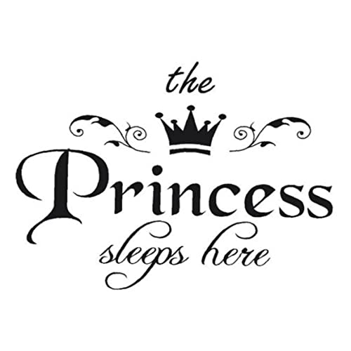 TOSSPER Die Prinzessin Schläft Hier Krone Wandaufkleber wasserdichte Abnehmbare Vinyl Wandtattoo Dekor Für Mädchen Kinder Schlafzimmer Kindergarten Geburtstagsfeier von TOSSPER