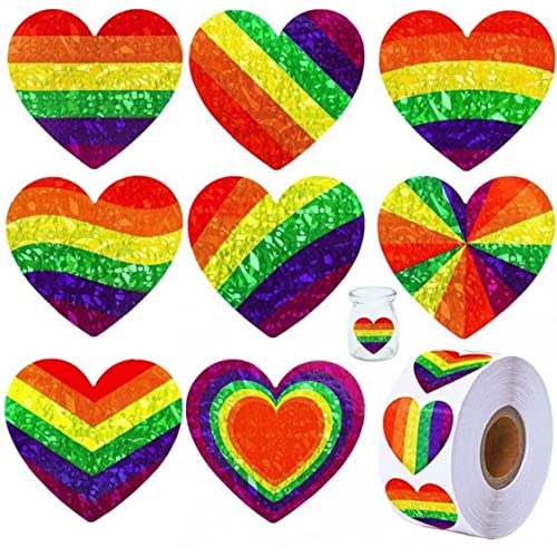 TOSSPER Herzaufkleber Für Gay Pride, Lesben Pride, LGBTQ -bewusstsein, 500 Stcs Regenbogenflagge Herzförmige Aufkleber Für Geschenkverpackungen, Kunsthandwerk DIY von TOSSPER