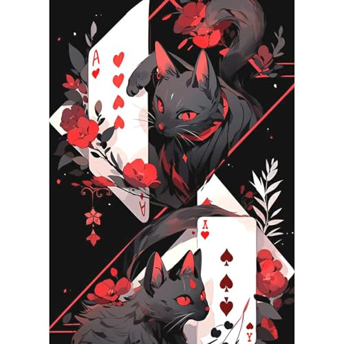 TOSTOG 5D Diamond Painting für Erwachsene,Diamant Painting Kits Bilder,Karten Katze Diamant Malerei DIY Diamond Painting Bilder Set 30x40cm für Wanddekor TOSTOG 5D Diamond Painting für Erwachsene,Diamant Painting Kits Bilder,Karten Katze Diamant Malerei DIY Diamond Painting Bilder Set 30x40cm für Wanddekor von TOSTOG
