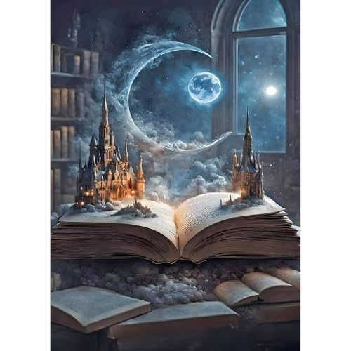 TOSTOG 5D Diamond Painting für Erwachsene,Schloss und Bücher Diamant Painting Kits Bilder,Diamant Malerei DIY Diamond Painting Bilder Set 30x40cm für Wanddekor von TOSTOG