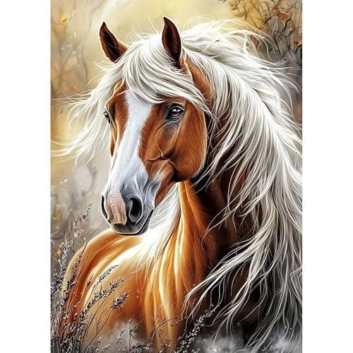 TOSTOG Diamond Painting für Erwachsene,Braunes Pferd Diamant Painting Kits Full Drill Bilder 5D DIY Diamant Malerei Set 30x40cm für Wanddekor von TOSTOG