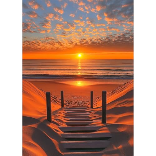 TOSTOG Diamond Painting für Erwachsene,Diamant Painting Kits Strand in Der Abenddämmerung Full Drill Bilder 5D DIY Diamant Malerei Set 30x40cm für Wanddekor von TOSTOG