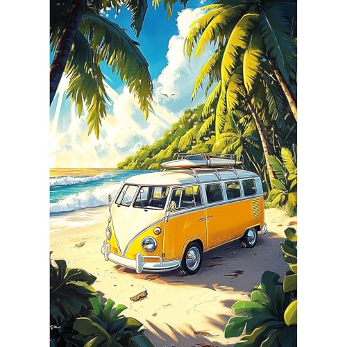 TOSTOG Diamond Painting für Erwachsene,Diamant Painting Kits Strandbus Full Drill Bilder 5D DIY Diamant Malerei Set 30x40cm für Wanddekor von TOSTOG