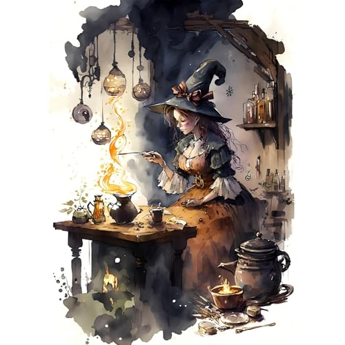 TOSTOG Diamond Painting für Erwachsene,Hexe Diamant Painting Kits Full Drill Bilder 5D DIY Diamant Malerei Set 30x40cm für Wanddekor TOSTOG Diamond Painting für Erwachsene,Hexe Diamant Painting Kits Full Drill Bilder 5D DIY Diamant Malerei Set 30x40cm für Wanddekor von TOSTOG
