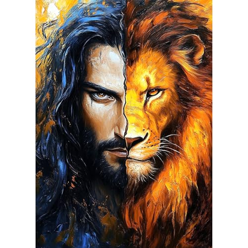 TOSTOG Diamond Painting für Erwachsene,Jesus und Löwe Diamant Painting Kits Full Drill Bilder 5D DIY Diamant Malerei Set 30x40cm für Wanddekor von TOSTOG