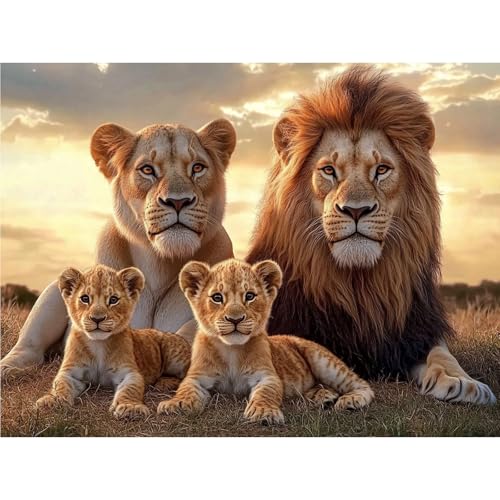 TOSTOG Diamond Painting für Erwachsene,Löwenfamilie Diamant Painting Kits Full Drill Bilder 5D DIY Diamant Malerei Set 30x40cm für Wanddekor von TOSTOG
