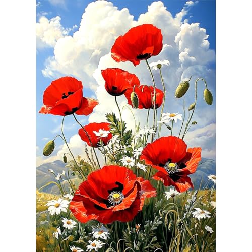 TOSTOG Diamond Painting für Erwachsene,Mohn Diamant Painting Kits Full Drill Bilder 5D DIY Diamant Malerei Set 30x40cm für Wanddekor TOSTOG Diamond Painting für Erwachsene,Mohn Diamant Painting Kits Full Drill Bilder 5D DIY Diamant Malerei Set 30x40cm für Wanddekor von TOSTOG