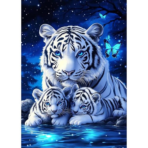 TOSTOG Diamond Painting für Erwachsene,Weiße Tiger Familie Diamant Painting Kits Full Drill Bilder 5D DIY Diamant Malerei Set 30x40cm für Wanddekor TOSTOG Diamond Painting für Erwachsene,Weiße Tiger Familie Diamant Painting Kits Full Drill Bilder 5D DIY Diamant Malerei Set 30x40cm für Wanddekor von TOSTOG