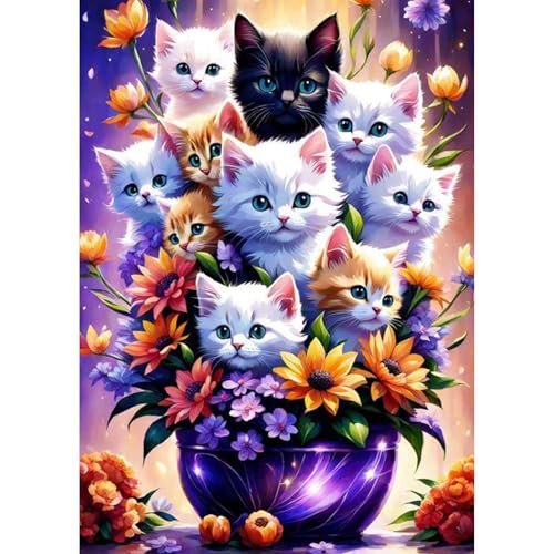 TOSTOG Diamond Painting für Erwachsene Anfänger,5D Katze Diamant Painting Kits Bilder DIY Full Drill Diamant Malerei Set 30x40cm für Wanddekor von TOSTOG