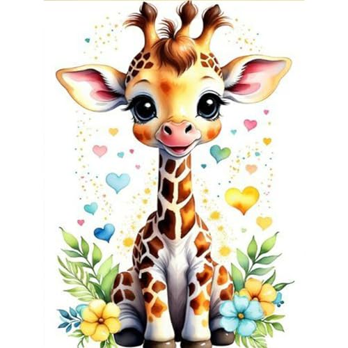 TOSTOG Diamond Painting für Erwachsene Anfänger,Diamant Painting Bilder 5D DIY Full Drill Giraffe und Blumen Diamant Malerei Stickerei Strass für Wand Heimdecor 30x40cm von TOSTOG