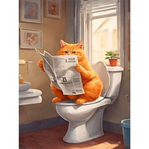 TOSTOG Diamond Painting für Erwachsene Anfänger,Katze liest Zeitung 5D Diamant Painting Kits Bilder für Erwachsene,DIY Full Drill Diamant Malerei Set 30x40cm für Wanddekor TOSTOG Diamond Painting für Erwachsene Anfänger,Katze liest Zeitung 5D Diamant Painting Kits Bilder für Erwachsene,DIY Full Drill Diamant Malerei Set 30x40cm für Wanddekor von TOSTOG