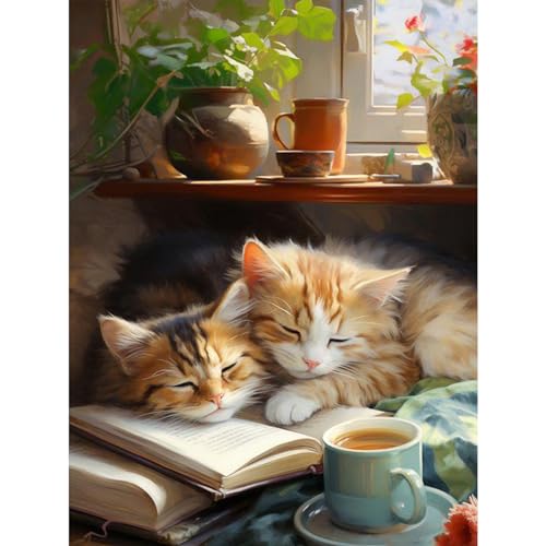 TOSTOG Diamond Painting für Erwachsene Anfänger,Katze und Buch 5D Diamant Painting Kits Bilder für Erwachsene,DIY Full Drill Diamant Malerei Set 30x40cm für Wanddekor TOSTOG Diamond Painting für Erwachsene Anfänger,Katze und Buch 5D Diamant Painting Kits Bilder für Erwachsene,DIY Full Drill Diamant Malerei Set 30x40cm für Wanddekor von TOSTOG