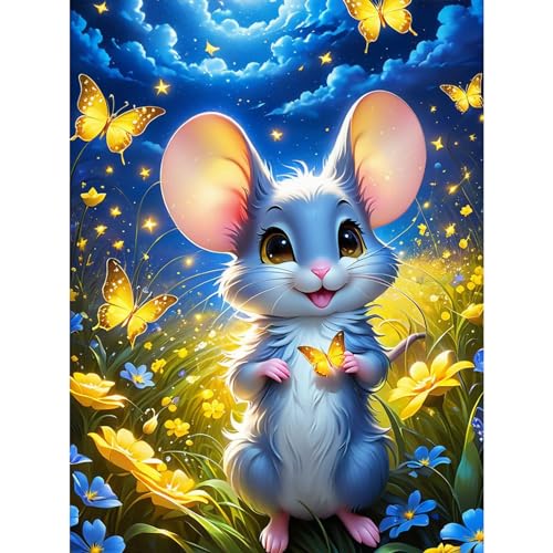 TOSTOG Diamond Painting für Erwachsene Anfänger,Maus und Schmetterling 5D Diamant Painting Kits Bilder für Erwachsene,DIY Full Drill Diamant Malerei Set 30x40cm für Wanddekor TOSTOG Diamond Painting für Erwachsene Anfänger,Maus und Schmetterling 5D Diamant Painting Kits Bilder für Erwachsene,DIY Full Drill Diamant Malerei Set 30x40cm für Wanddekor von TOSTOG