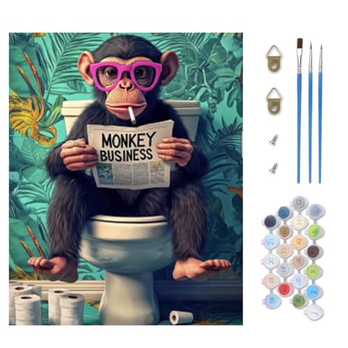 TOSTOG Gorillas Malen nach Zahlen Erwachsene, DIY Handgemalt Ölgemälde Kit Paint by Numbers Adult Mit 3 - Pinseln und Acrylfarbe Home Haus Deko Ohne Rahmen(40×50cm) von TOSTOG