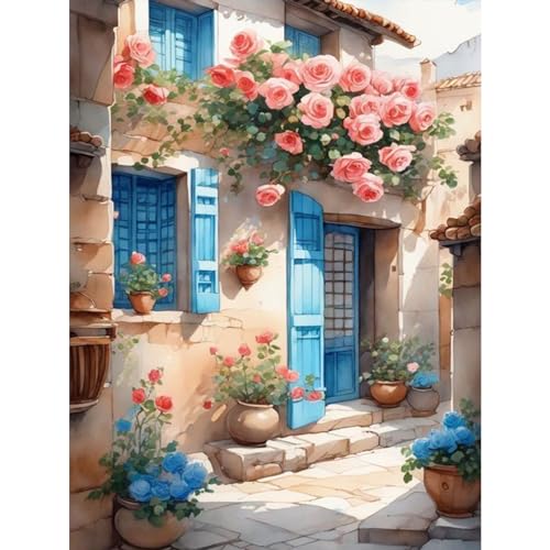 TOSTOG Haus und Blumen Diamond Painting,5D Diamant Painting Kits Bilder für Erwachsene,DIY Diamant Malerei Diamond Painting Bilder Set 30x40cm für Wanddekor von TOSTOG