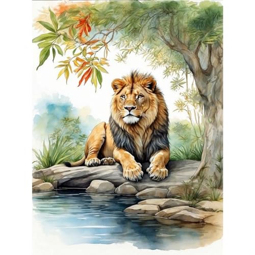 TOSTOG Löwe Diamond Painting,5D Diamant Painting Kits Bilder für Erwachsene,DIY Diamant Malerei Diamond Painting Bilder Set 30x40cm für Wanddekor von TOSTOG