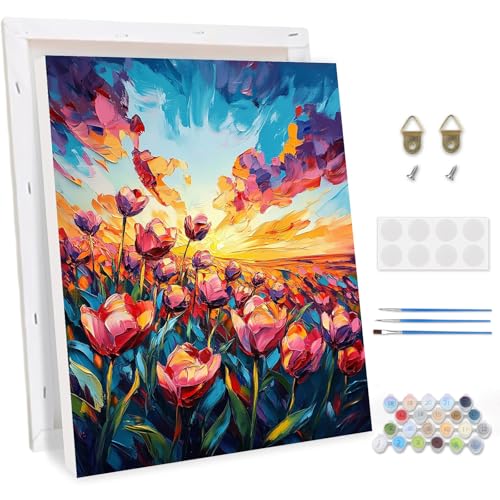 TOSTOG Malen Nach Zahlen Erwachsene mit Rahmen,Rose Acrylmalerei Set DIY Handgemalt Ölgemälde Kit Paint by Numbers Adult Beginner,Hause Dekoration Verwendet Werden 30x40cm von TOSTOG