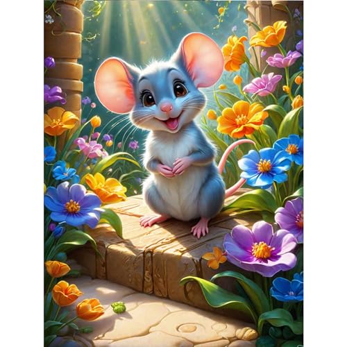 TOSTOG Maus und Blume Diamond Painting,5D Diamant Painting Kits Bilder für Erwachsene,DIY Diamant Malerei Diamond Painting Bilder Set 30x40cm für Wanddekor TOSTOG Maus und Blume Diamond Painting,5D Diamant Painting Kits Bilder für Erwachsene,DIY Diamant Malerei Diamond Painting Bilder Set 30x40cm für Wanddekor von TOSTOG