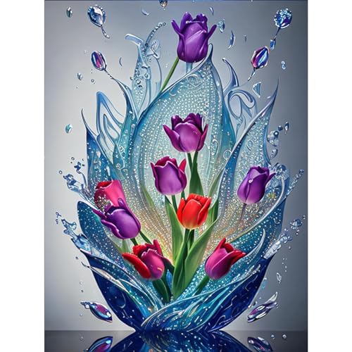 TOSTOG Tulpenkunst Diamond Painting,5D Diamant Painting Kits Bilder für Erwachsene,DIY Diamant Malerei Diamond Painting Bilder Set 30x40cm für Wanddekor von TOSTOG