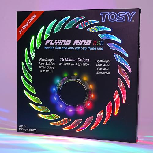 TOSY Fliegender Ring – 16 Millionen RGB-Farben, hell, automatisches Aufleuchten, sicher, wasserdicht, leichtes Frisbee, Geschenk zum Geburtstag, Ostern, Weihnachten für Kinder von TOSY