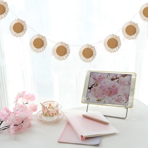 TOTIEJFJ Gänseblümchen hängende Girlande (2 Stränge x 1,6 m), Boho-Frühlingsblumen-Gänseblümchen-Banner, Party-Luftschlangen für Mädchenzimmer, Dekoration, Hochzeit, Geburtstag, Partyzubehör von TOTIEJFJ