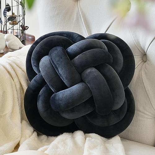 TOTLAC Knotenkugelkissen, 30cm Dekorative Wurfkissen mit Samtstoff für Couchbett, Dekorative Geknotete Quadratische Bodenkissenkissen für Wohnzimmer Schlafzimmer, Sofa, Couch (Schwarz ) TOTLAC Knotenkugelkissen, 30cm Dekorative Wurfkissen mit Samtstoff für Couchbett, Dekorative Geknotete Quadratische Bodenkissenkissen für Wohnzimmer Schlafzimmer, Sofa, Couch (Schwarz ) von TOTLAC