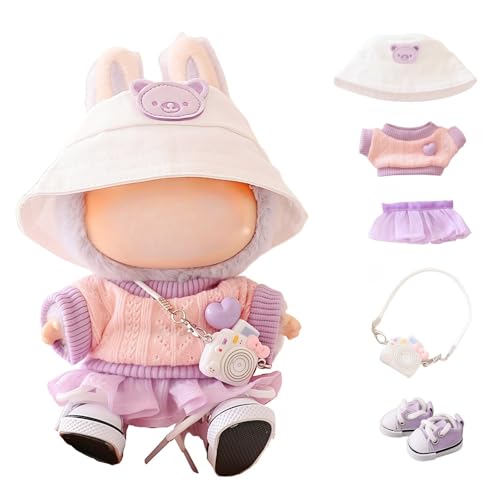 Kleidung für Labubu Puppen Zubehör, Stilvolles Kawaii Outfit Set 5 Stück Geeignet für 17cm Labubu Puppe, Puppenkleidungsset Ersatz Kleidung für Labubu Puppen Zubehör, Stilvolles Kawaii Outfit Set 5 Stück Geeignet für 17cm Labubu Puppe, Puppenkleidungsset Ersatz von TOU-BEGUIN