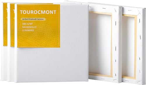 5er-Set Leinwand 20x20 cm aus Baumwolle 380 g/m² Leinwände zum bemalen 100% Säurefrei mit 17mm Stärke weiß grundiert für Acrylfarbe, Ölfarbe, Gouache 5er-Set Leinwand 20x20 cm aus Baumwolle 380 g/m² Leinwände zum bemalen 100% Säurefrei mit 17mm Stärke weiß grundiert für Acrylfarbe, Ölfarbe, Gouache von TOUROCMONT