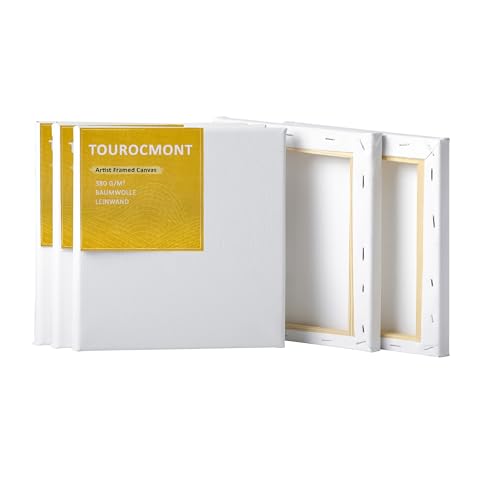 5er-Set Leinwand 25x25 cm aus Baumwolle 380 g/m² Leinwände zum bemalen 100% Säurefrei mit 17mm Stärke weiß grundiert für Acrylfarbe, Ölfarbe, Gouache 5er-Set Leinwand 25x25 cm aus Baumwolle 380 g/m² Leinwände zum bemalen 100% Säurefrei mit 17mm Stärke weiß grundiert für Acrylfarbe, Ölfarbe, Gouache von TOUROCMONT
