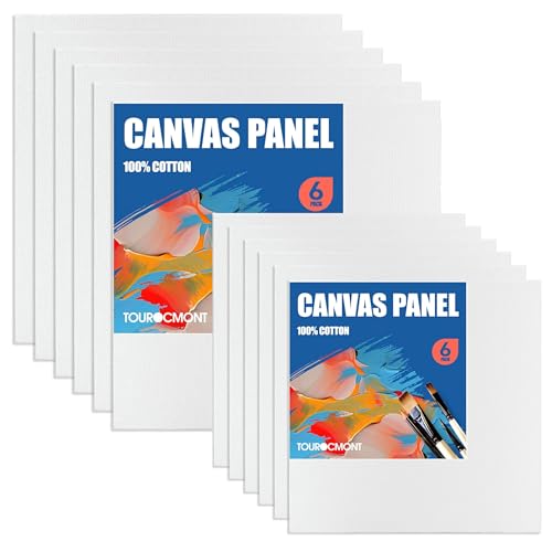 Leinwand Malkarton 12er Pack,6 Stk. 10x10cm und 6 Stk. 15x15cm, Leinwandpanel aus 100% Baumwolle Leiwandbrett Säurefrei für Acrylmalerei, Ölgemälde, Gouache, Aquarell Leinwand Malkarton 12er Pack,6 Stk. 10x10cm und 6 Stk. 15x15cm, Leinwandpanel aus 100% Baumwolle Leiwandbrett Säurefrei für Acrylmalerei, Ölgemälde, Gouache, Aquarell von TOUROCMONT