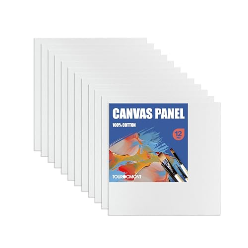 Leinwand Malkarton 15x15cm, 12er-Set zum Bemalen, Leinwandpanel Canvas Panel aus 100% Baumwolle weiß grundiert, Ideal zum Malen für Acrylmalerei, Ölgemälde, Gouache, Aquarell Leinwand Malkarton 15x15cm, 12er-Set zum Bemalen, Leinwandpanel Canvas Panel aus 100% Baumwolle weiß grundiert, Ideal zum Malen für Acrylmalerei, Ölgemälde, Gouache, Aquarell von TOUROCMONT
