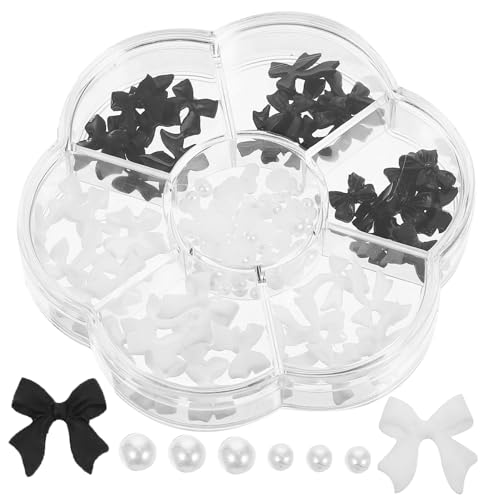 TOVINANNA 1 Schachtel Nail Patch Nageldekoration Box mit Perlen Schmetterling Schleife Strasssteinen Nail Charms für Maniküre Stilvolle DIY Nagelkunst Zubehör für Damen Mädchen von TOVINANNA