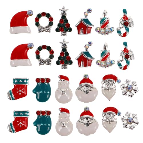 TOVINANNA 1 Schachtel Weihnachtliche Charms Set aus Legierung Xmas Baum Weihnachtsmann Mehr Box für Festliche Nagelkunst und Dekoration für Feiertage von TOVINANNA
