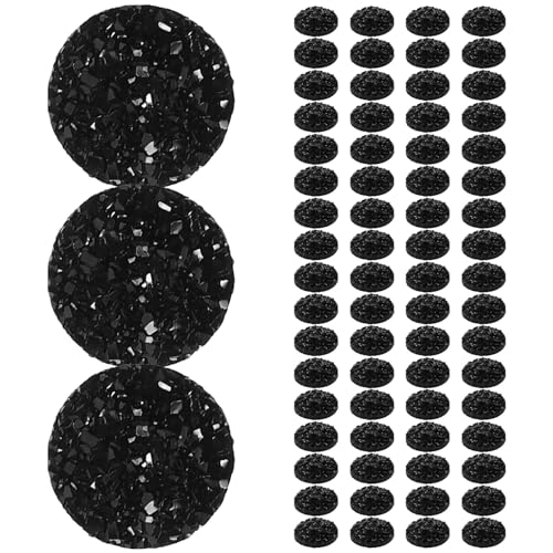 TOVINANNA 100 Stück Flachrücken Strasssteine für DIY Bastelarbeiten Hochwertige Schwarze Harz Dekorationssteine für Schmuck Kunstprojekte und Verzierung von TOVINANNA