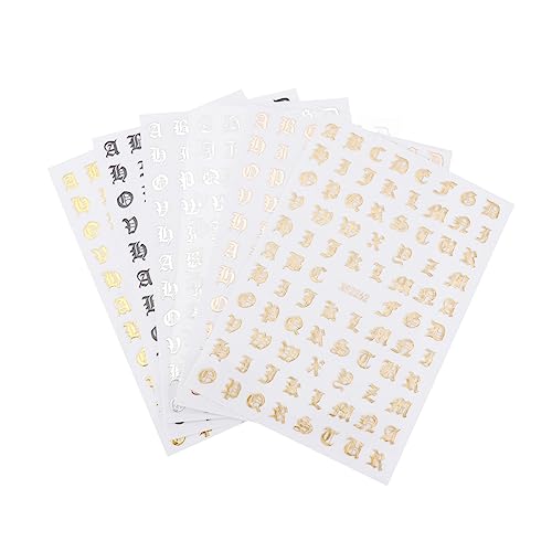 TOVINANNA 10Blätter Englische Buchstaben Nagelaufkleber Set Abstrakte Maniküre Sticker für Kreative Nagelkunst für Partys und Besondere Anlässe Farben von TOVINANNA