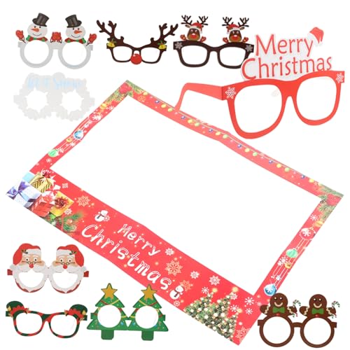 TOVINANNA 10st Weihnachtspapierrahmen Weihnachtsfotorahmen Aus Papier Weihnachtsfotoautomat Brille Weihnachts-fotokabinenbrille Weihnachts-fotokabinen-requisite Winter Plugin von TOVINANNA