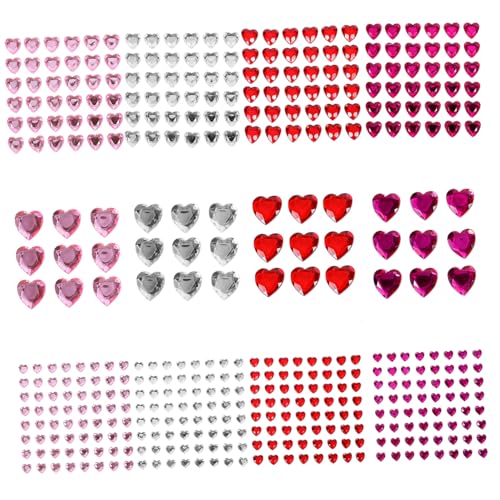 TOVINANNA 12 Blatt Teiliges Herz Sticker Acryl Herz Aufkleber Selbstklebend Funkelnd für Gesicht Nägel DIY Basteln Geburtstagsdeko Geschenkideen für Frauen und Mütter von TOVINANNA