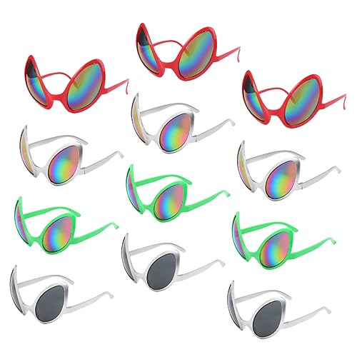 TOVINANNA 12 Stück lustige Brille lustiges Alien-Kostüm Halloween Platz Alien-Requisite Alien-Brille für Männer Außerirdische Cosplay-Sonnenbrille Kostümgläser Plastik von TOVINANNA