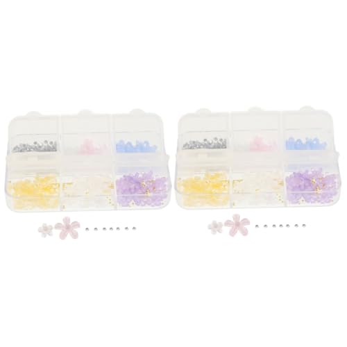 TOVINANNA 2 Boxen Blumen Nail Charms Bunte Nail Art Deko für Diy Nagelschmuck für Verschiedene Anlässe Langlebig und für Romantische Maniküren von TOVINANNA