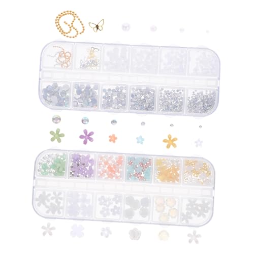 TOVINANNA 2 Boxen Boxen Nagelkunst Charms mit Perlen und Schillernden Ab diamanten Langlebige Nail Decoration für Natürliche und Künstliche Nägel für Maniküre Hochzeiten Feste und DIY von TOVINANNA