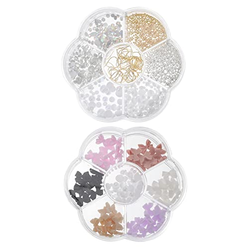 TOVINANNA 2 Boxen Nail Art Charms Set Nail Beads mit Strass und Perlen für Kreative Maniküre Dekoration und Besondere Anlässe von TOVINANNA