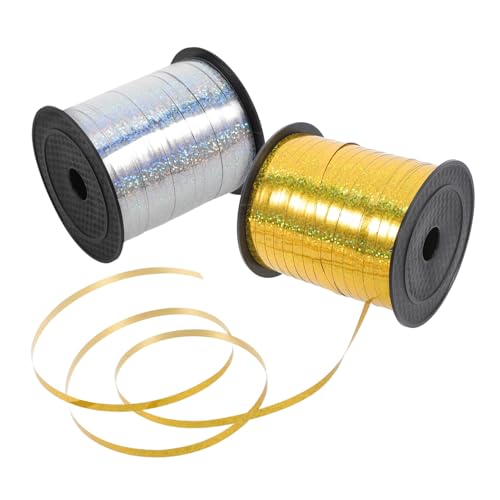 TOVINANNA 2 Rollen Glänzendes Glitzerband Party Verpackungsband Geschenkband für Hochzeit Deko DIY Basteln Langlebig Reißfest Leicht Verwendbar in Gold und Silber von TOVINANNA