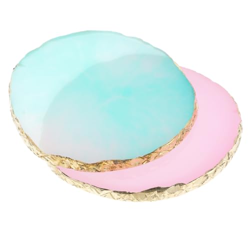 TOVINANNA 2 Stück Harz Nagelkunst Palette Goldrand Nail Art Mischpalette für Gelnägel Nagellack Nail Painting Tray für DIY Nageldesign Zuhause und Profi von TOVINANNA