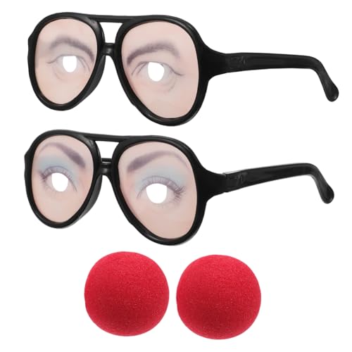TOVINANNA 2 Stück Lustige Brillen mit Augen Nase für Halloween Karneval Foto Requisiten für Partys Verkleidungen Unisex Design Leicht Tragbar von TOVINANNA