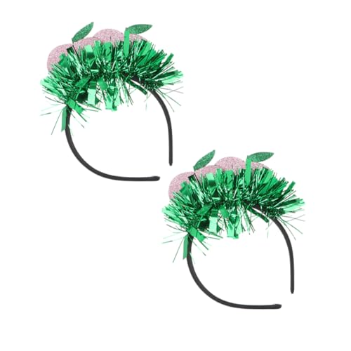 TOVINANNA 2 Stück Pfirsichfrucht -Kopfschmuck glitzerndes Obst-Stirnband hawaiianisches Frucht-Stirnband Obst Haarband Pfirsichfarbener Kopfschmuck Obststirnband das Haustier von TOVINANNA