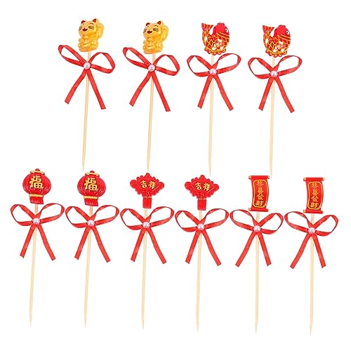 TOVINANNA 2 Theme-Plugin chinesische geschenke Viel Glück Tortenaufleger Dekor Ornament Kuchendeckel für das neue Jahr Festival-Kuchendeckel Glückstüte schmücken Glücksfisch Requisiten Harz von TOVINANNA