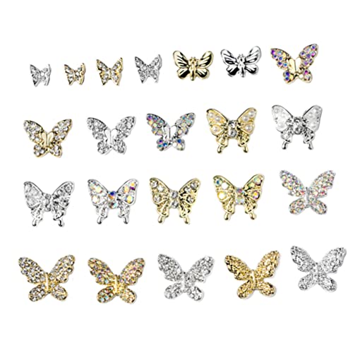 TOVINANNA 22 Stück Teiliges Schmetterling Nail Charms Metall Nagel Schmuck Glänzende Nail Art Dekorationen Manicure Crystals DIY Nagelkunst Zubehör für Stilvolle Nägel TOVINANNA 22 Stück Teiliges Schmetterling Nail Charms Metall Nagel Schmuck Glänzende Nail Art Dekorationen Manicure Crystals DIY Nagelkunst Zubehör für Stilvolle Nägel von TOVINANNA